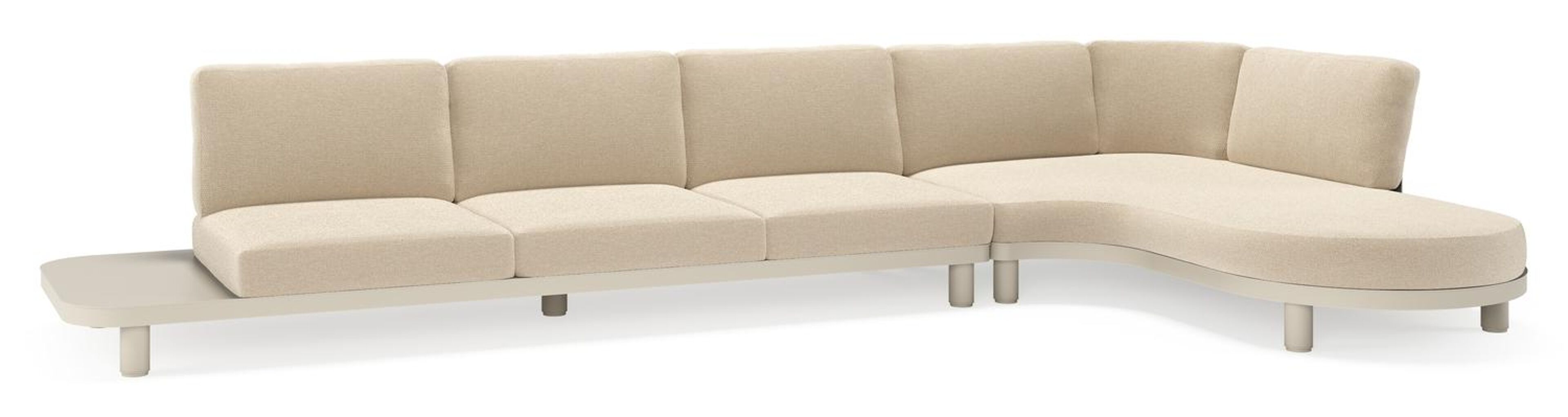 Donato loungehoek in beige aluminium met althea chalk all weather cosytica kussen