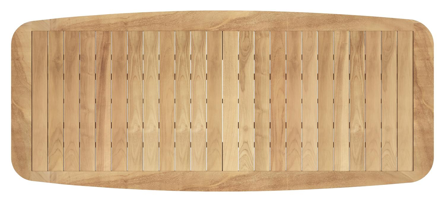 Mosa bootvormige tuinset in wit aluminium en teak natural finish met 10 Cosa tuinstoelen