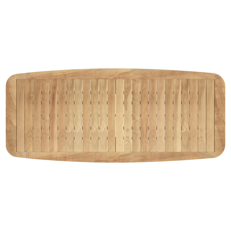 Mosa bootvormige tuinset in wit aluminium en teak natural finish met 10 Cosa tuinstoelen