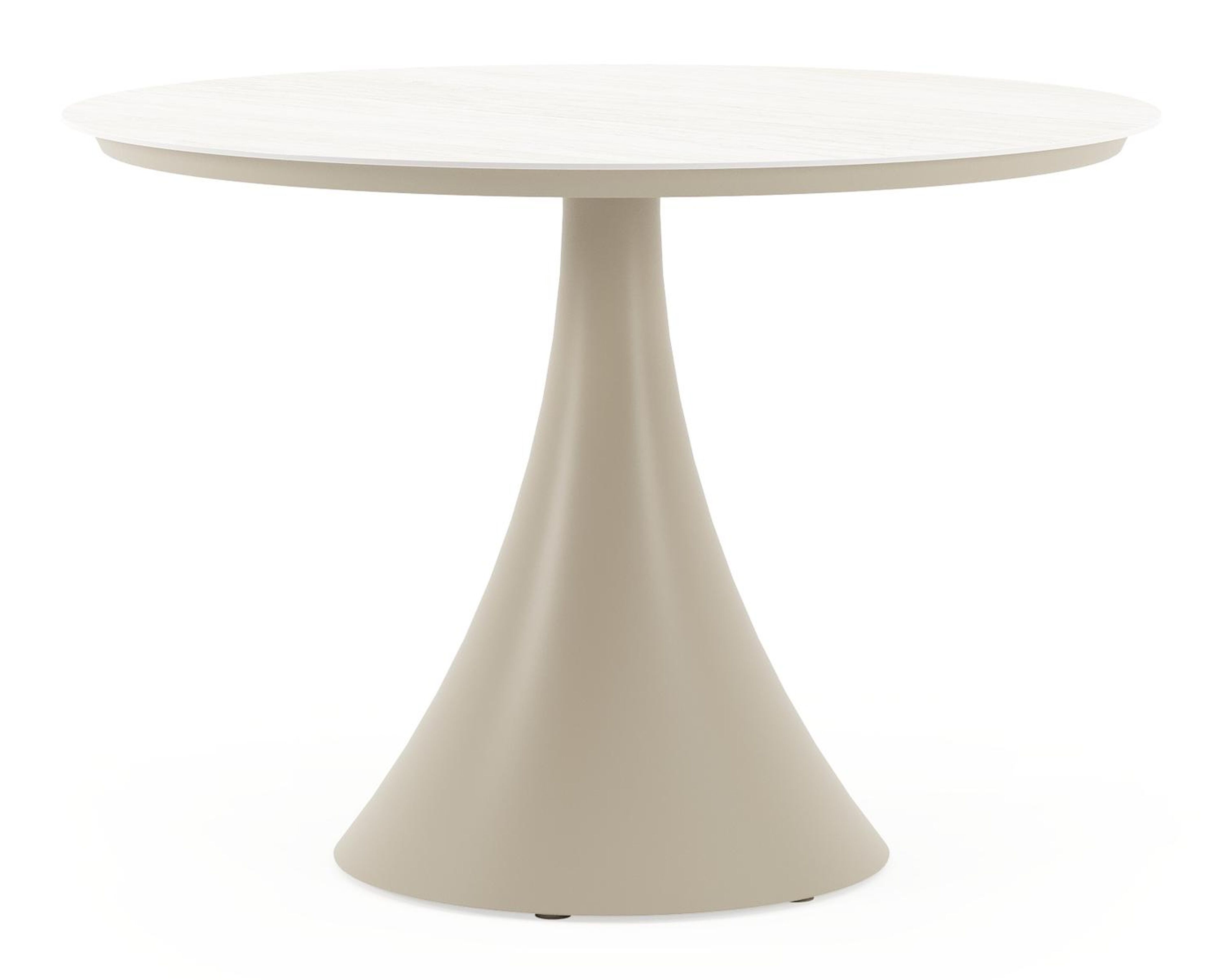 Fano tuintafel rond in beige aluminium en volkeramiek Shilin Dia. 110 x H 75 cm