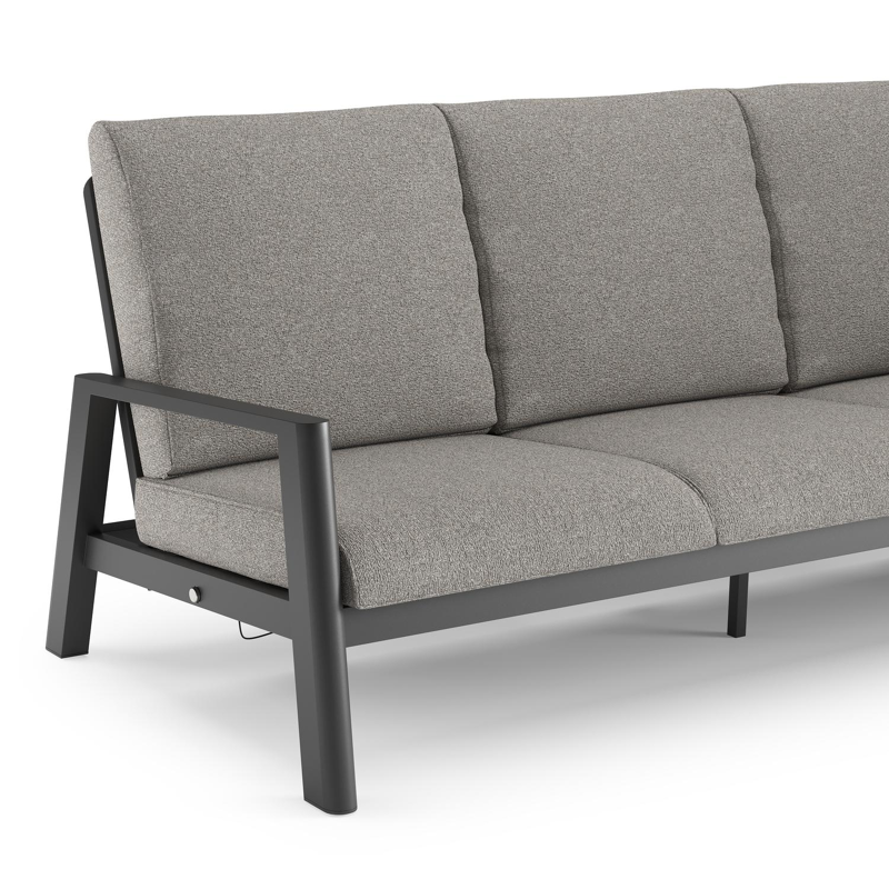 Cirello loungebank in zwart aluminium met tundra charcoal all weather sunbrella® luxe kussen