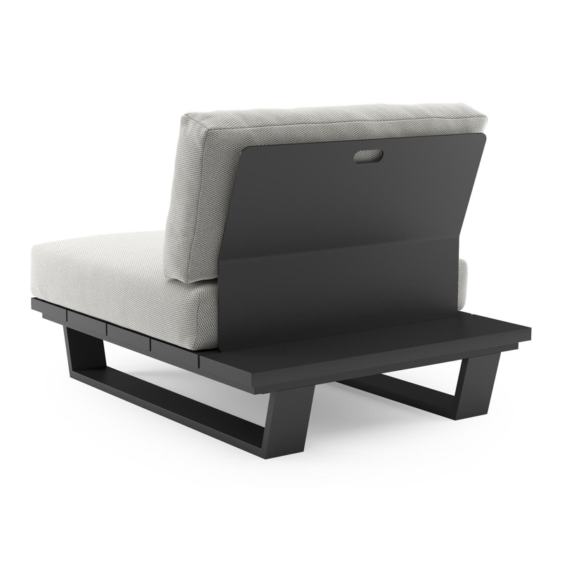 Pagino loungestoel in zwart aluminium met lopi ash all weather sunbrella® luxe kussen