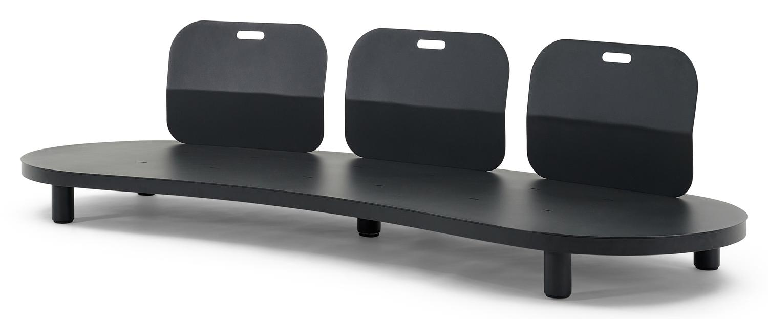 Donato organische loungebank 3-zit in zwart aluminium met marbella beige all weather Casettica kussen