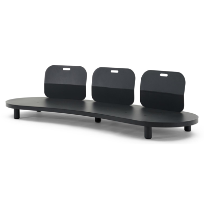 Donato organische loungebank 3-zit in zwart aluminium met marbella beige all weather Casettica kussen