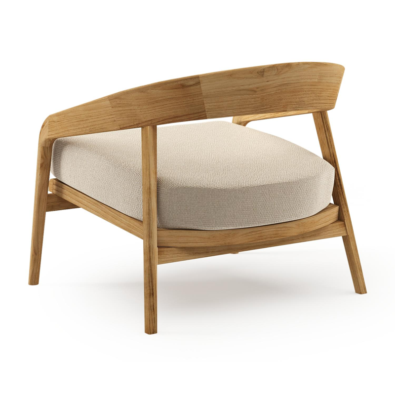 Lacrima loungestoel in teak met althea chalk all weather Cosytica kussen