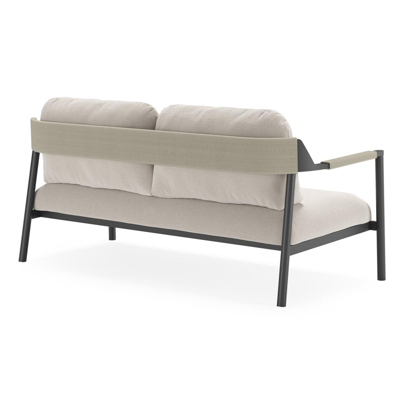 Campia loungeset in zwart aluminium met beige Weather+ Softtouch kussen