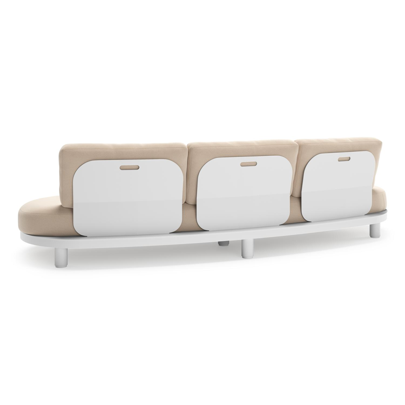 Donato loungebank in wit aluminium met all weather sunbrella® luxe Natte Linen Chalk kussen