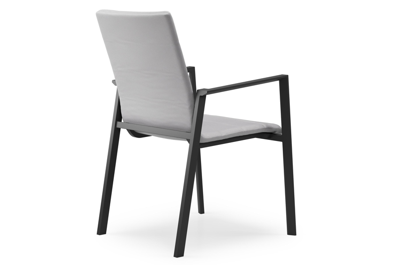 Cirello stapelbare tuinstoel in zwart aluminium en grijs luxe comfort textilene