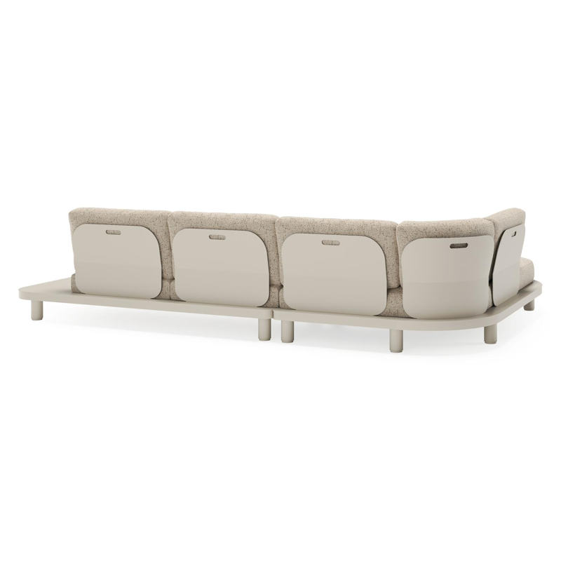Donato loungehoek in beige aluminium met bora jungle all weather cosytica kussen