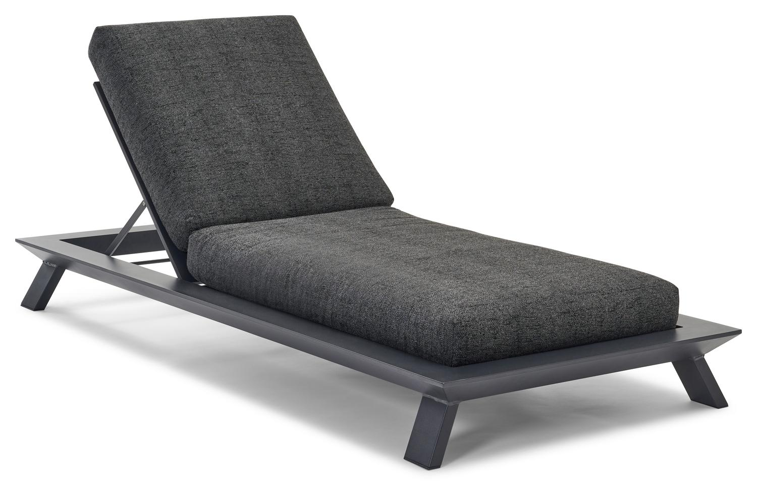 Cesano verstelbaar ligbed in zwart aluminium met chartres sooty all weather sunbrella® luxe kussen