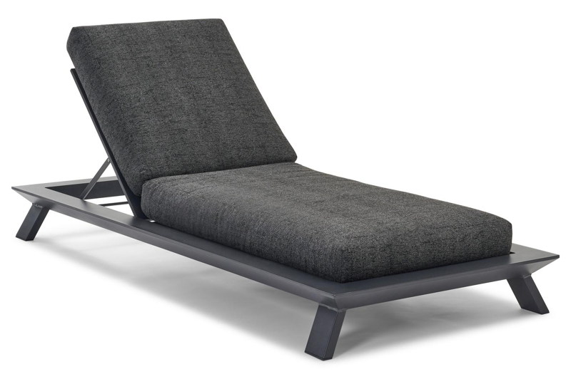 Cesano verstelbaar ligbed in zwart aluminium met chartres sooty all weather sunbrella® luxe kussen