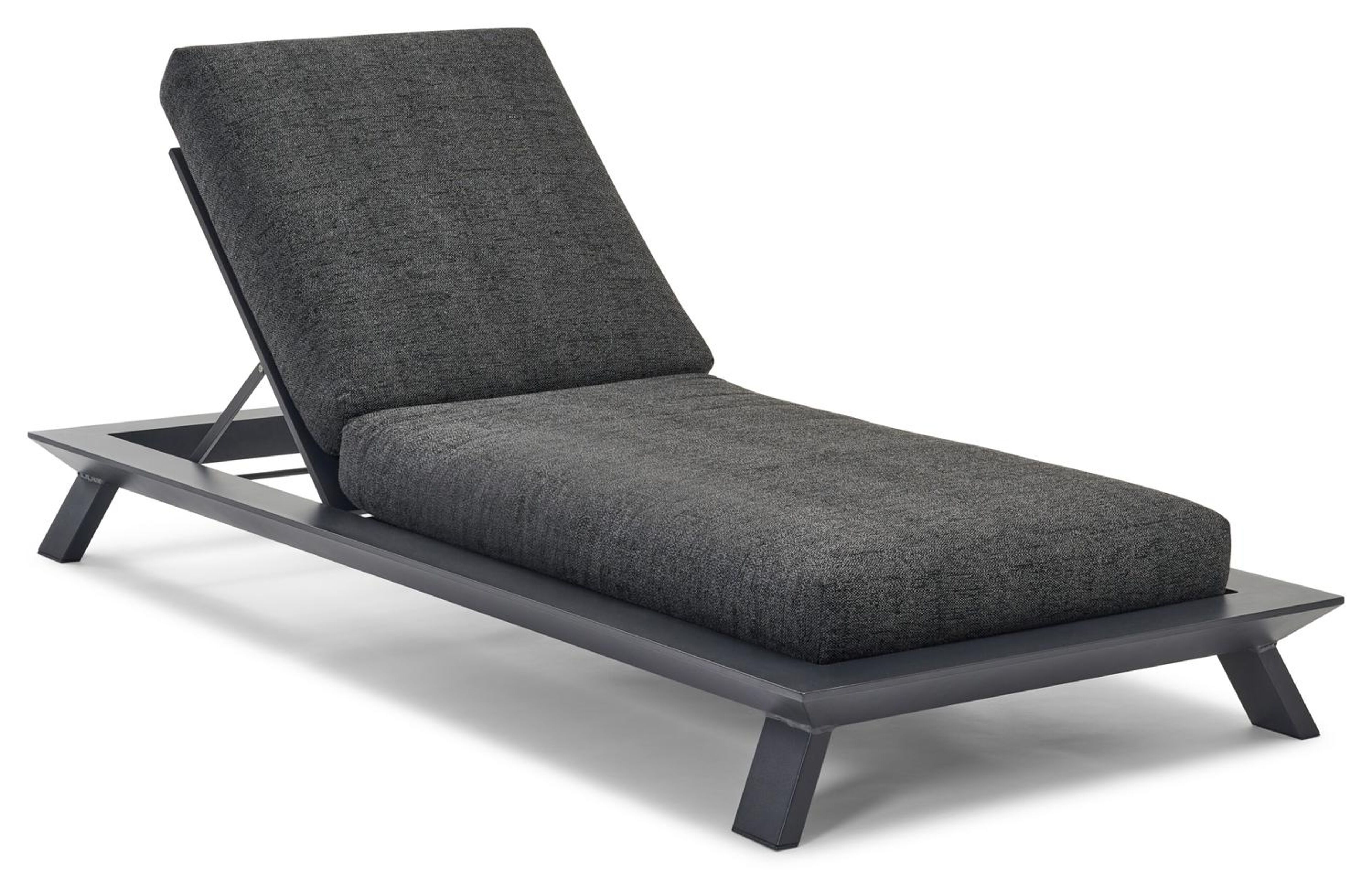 Cesano verstelbaar ligbed in zwart aluminium met chartres sooty all weather sunbrella® luxe kussen