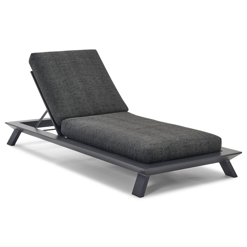 Cesano verstelbaar ligbed in zwart aluminium met chartres sooty all weather sunbrella® luxe kussen