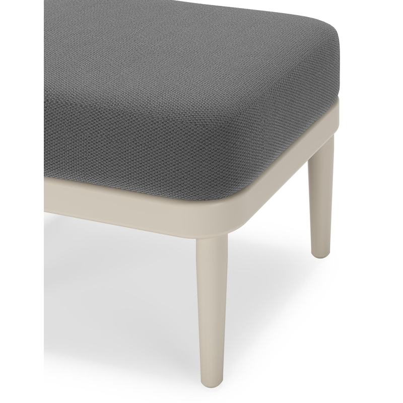 Pouf Orso en aluminium beige et coussins en all weather sunbrella® luxe Lopi Shadow