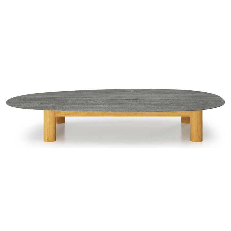 Donato - Organo loungetafel organisch in teak en volkeramiek Aspen Grey - L 151 x B 90 x H 25 cm