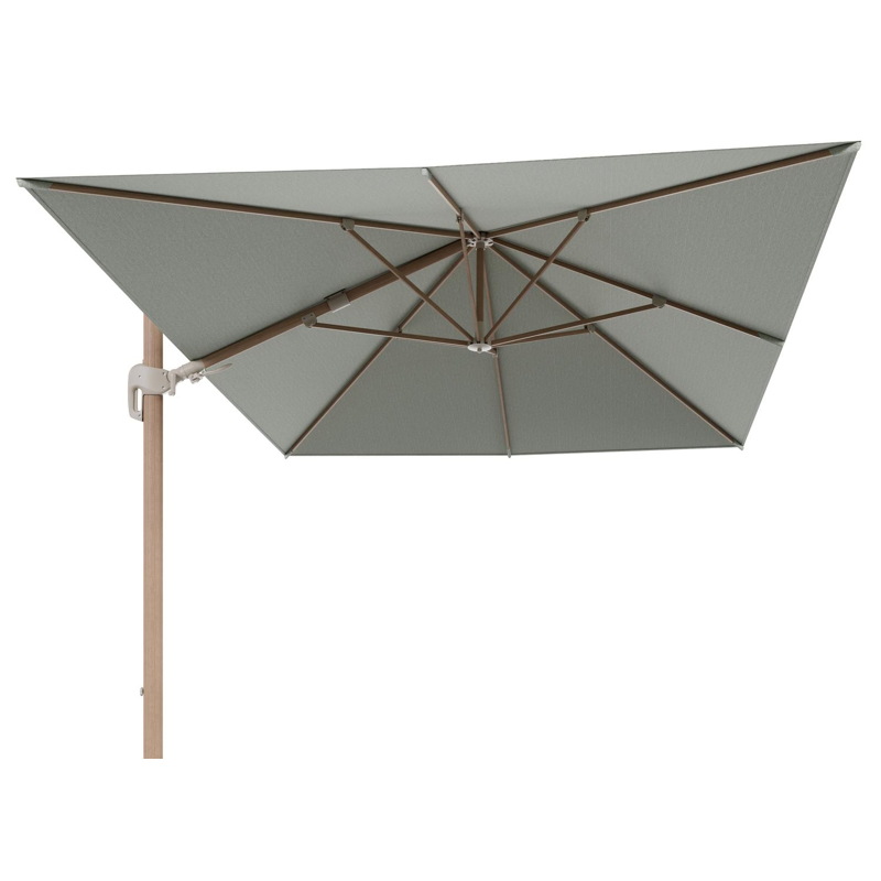 Rufina zweefparasol tiltfunctie in houtlook aluminium en parasoldoek in All Weather Sunbrella® Luxe Slow Spirea  - L1 400 x L2 300 cm (zonder voet) (zonder voet)