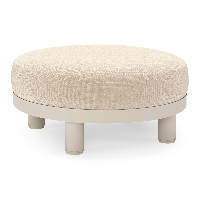 Salon de jardin pouf Donato en aluminium beige et coussins en all weather cosytica Althea Chalk