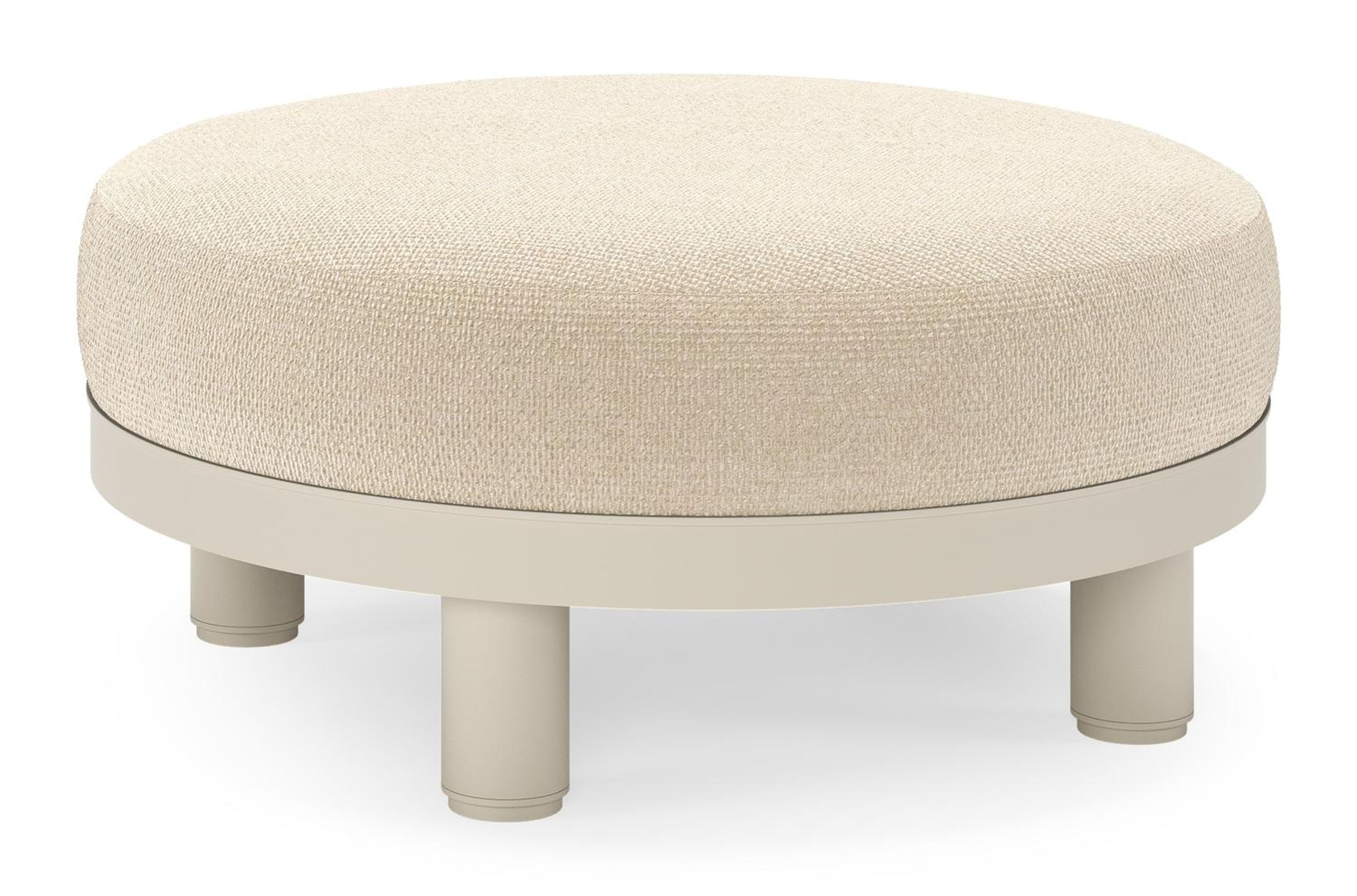 Donato lounge poef in beige aluminium met all weather cosytica Althea Chalk kussen