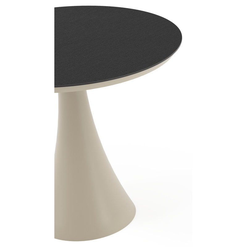 Fano tuintafel rond in beige aluminium en volkeramiek Nero Black - Dia. 85 x H 75 cm