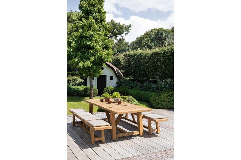Beauville bank gerecycleerd in teak voor 4 tot 6 personen - B 260 x D 40 x H 45 cm