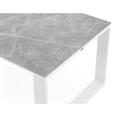 Verato tuintafel in wit aluminium en volkeramiek zaha stone - L 240 x B 100 x H 76 cm