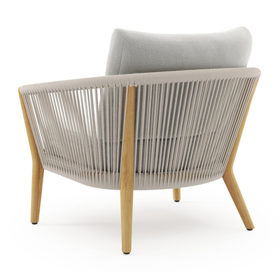 Fauteuil de jardin Orso en tecken corde ronde tissée verticalement beige et coussins en all weather sunbrella® luxe Lopi Ash