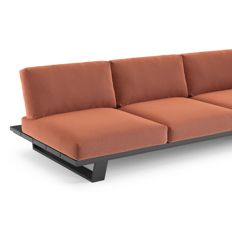 Pagino loungeset in zwart aluminium met heritage rust all weather sunbrella® luxe kussen
