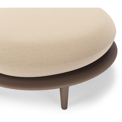 Pouf Bomero en aluminium taupe et coussin en all weather sunbrella® luxe natte heather beige