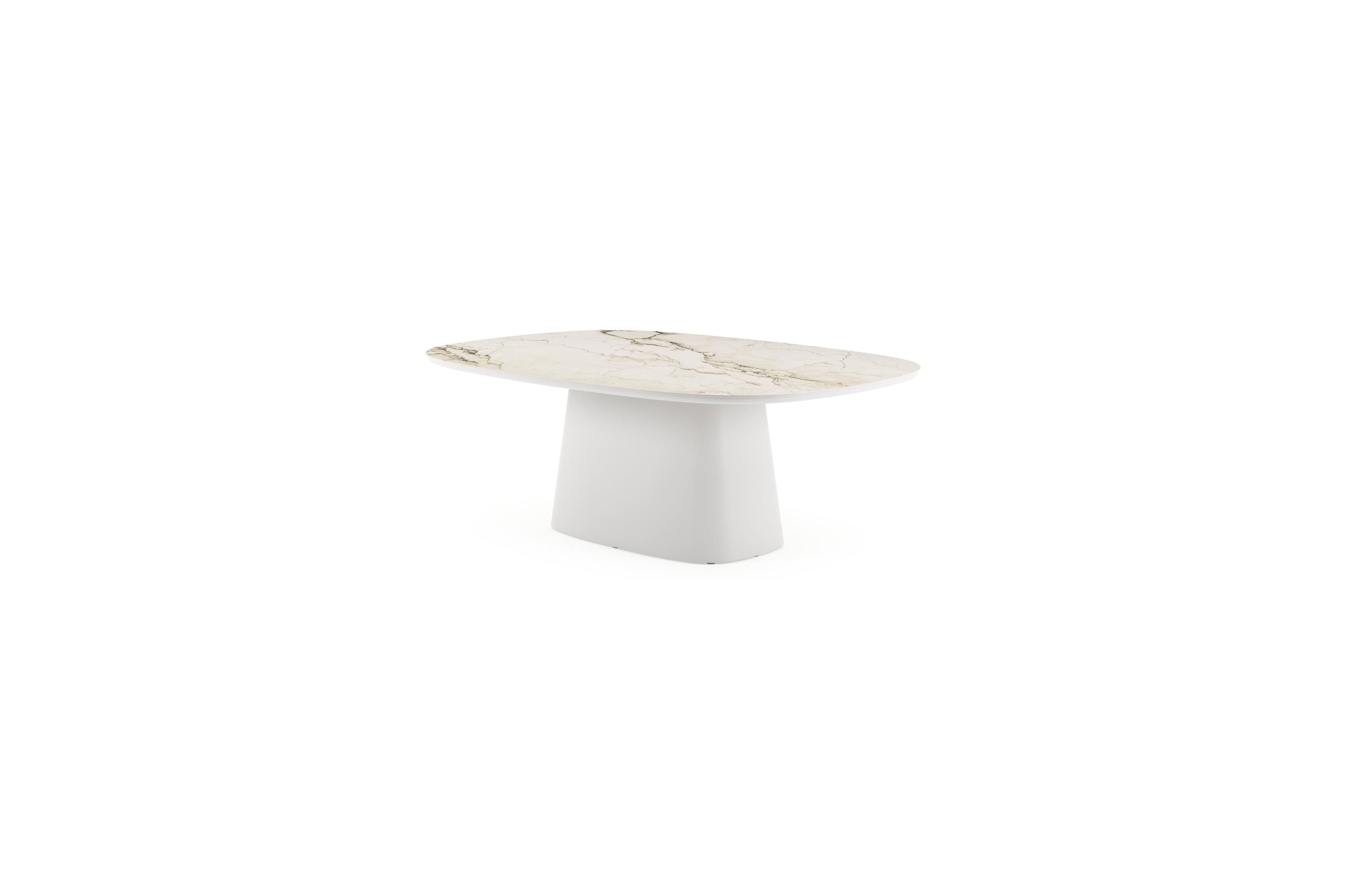 Amico tuintafel bombo xl in wit aluminium en volkeramiek Colorado Dunes - L 210 x B 148 x H 73.5 cm