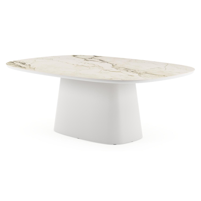 Amico tuintafel bombo xl in wit aluminium en volkeramiek Colorado Dunes - L 210 x B 148 x H 73.5 cm