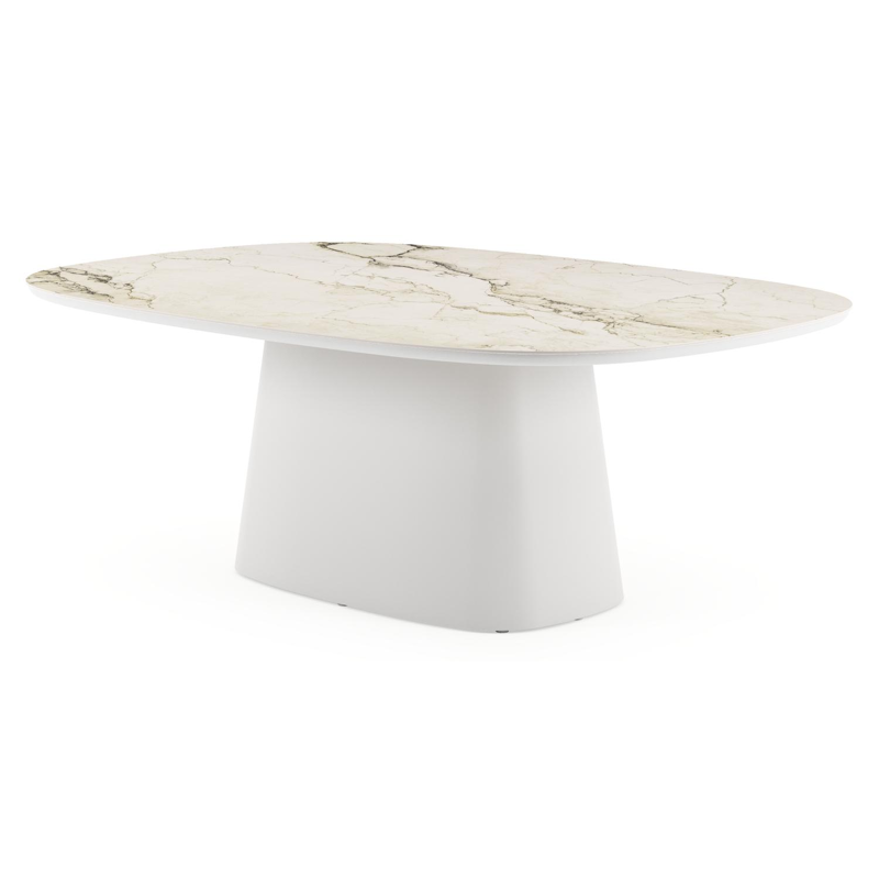 Amico tuintafel bombo xl in wit aluminium en volkeramiek Colorado Dunes - L 210 x B 148 x H 73.5 cm