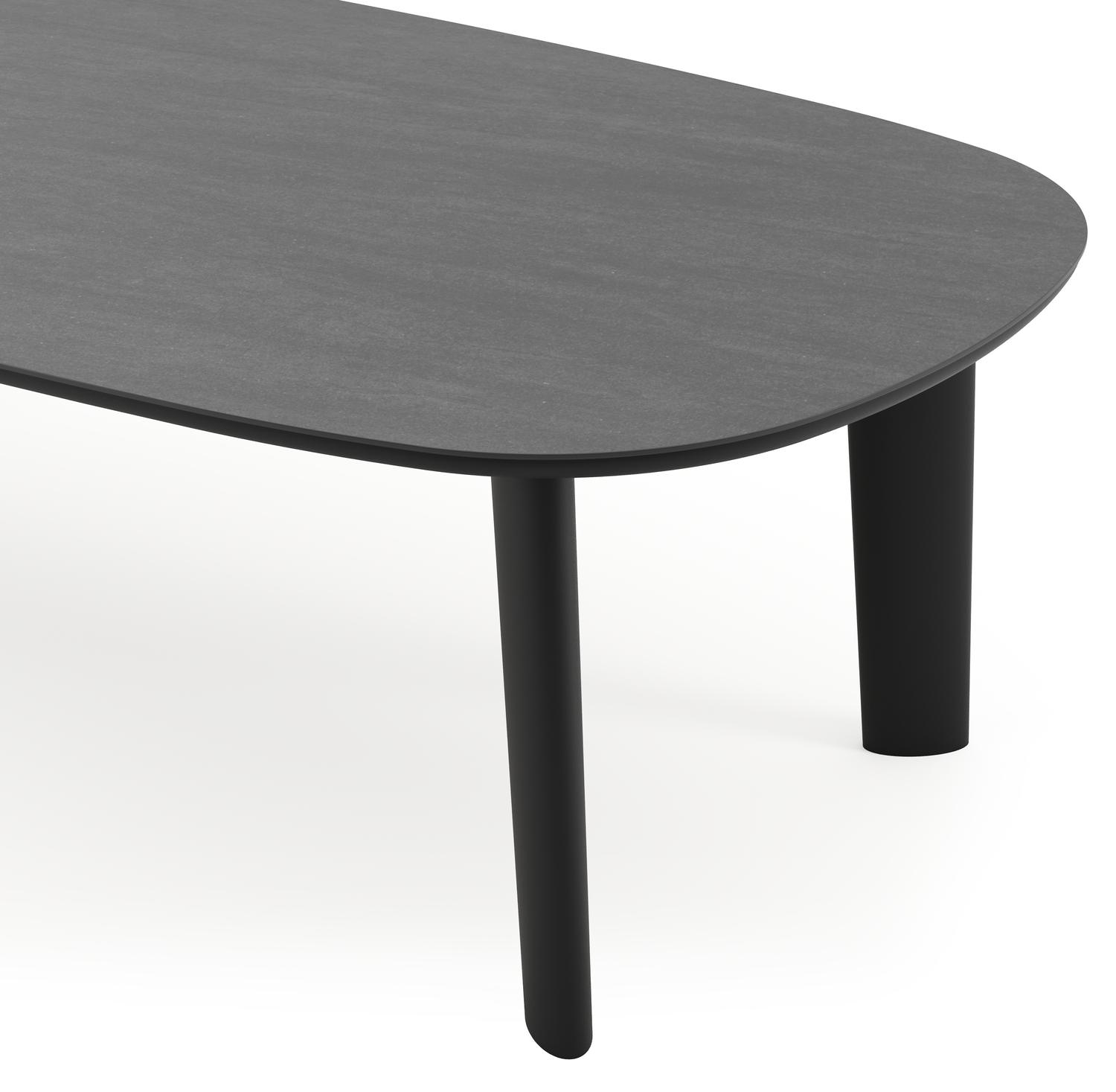 Amico tuintafel bombo in zwart aluminium en volkeramiek Basalt Black - L 270 x B 125 x H 73.5 cm