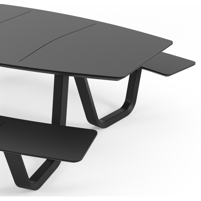 Forno picknicktafel bootvorm in zwart aluminium - L 240 x B 181 x H 72 cm