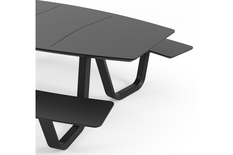 Forno picknicktafel bootvorm in zwart aluminium - L 240 x B 181 x H 72 cm