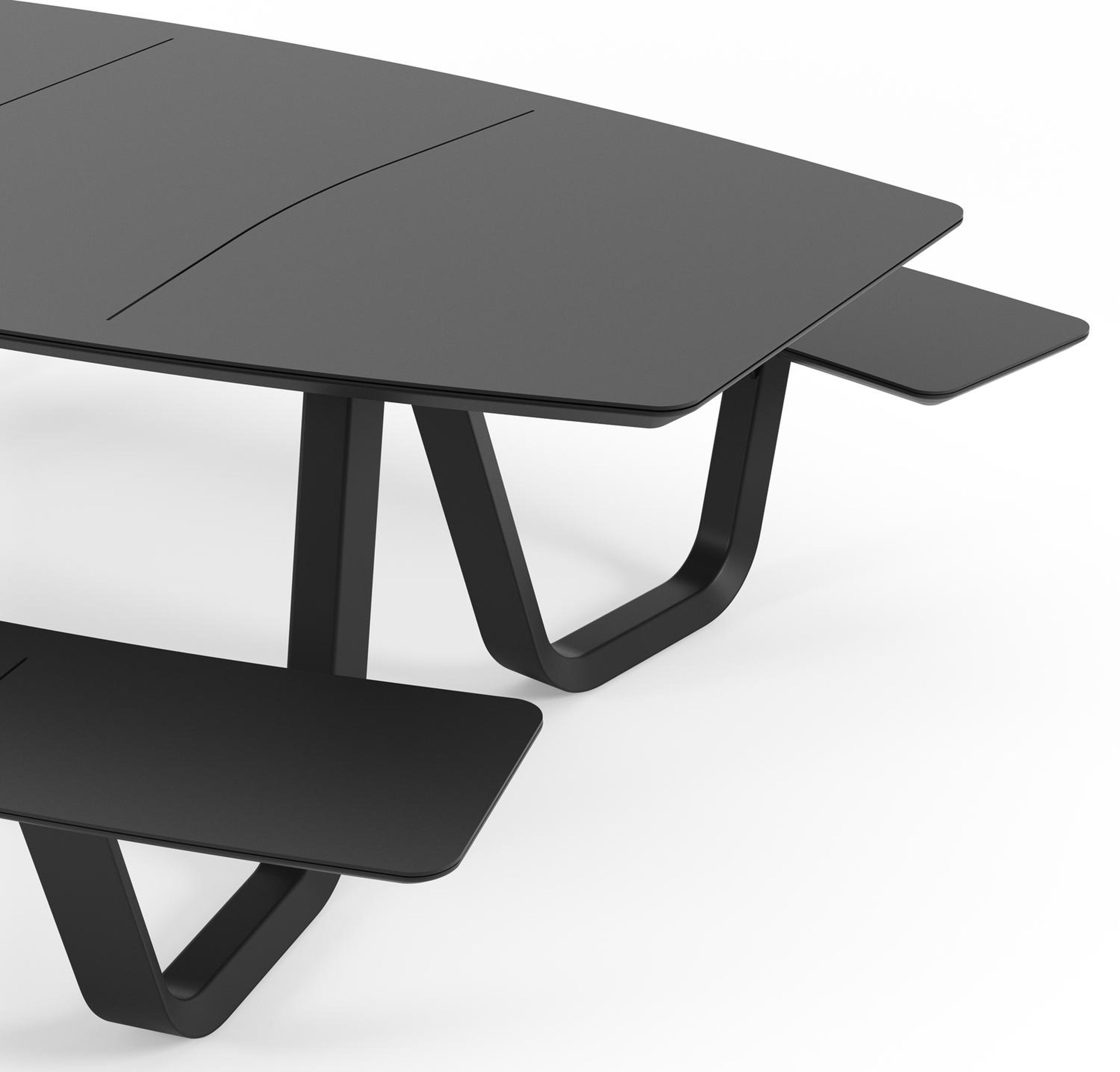 Table de pique-nique Forno forme de bateau aluminium noir - Lg. 240 x Lrg. 181 x Haut. 72 cm