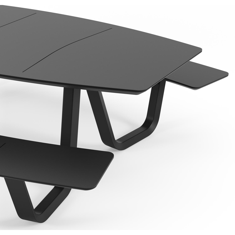 Table de pique-nique Forno forme de bateau aluminium noir - Lg. 240 x Lrg. 181 x Haut. 72 cm