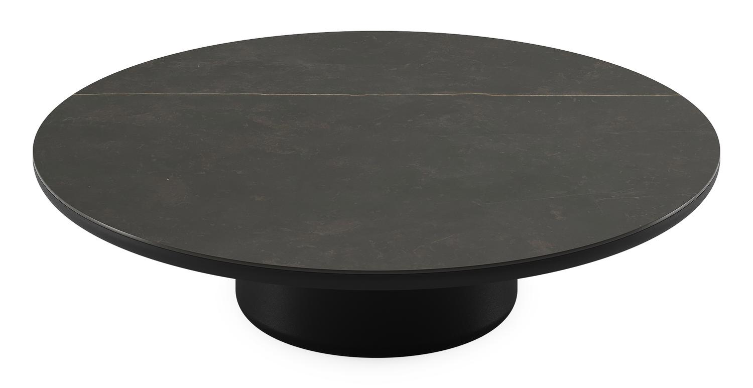 Table de basse Amico ronde en aluminium noir et céramique pleine Calatorao - Diam. 110 x Haut. 28 cm