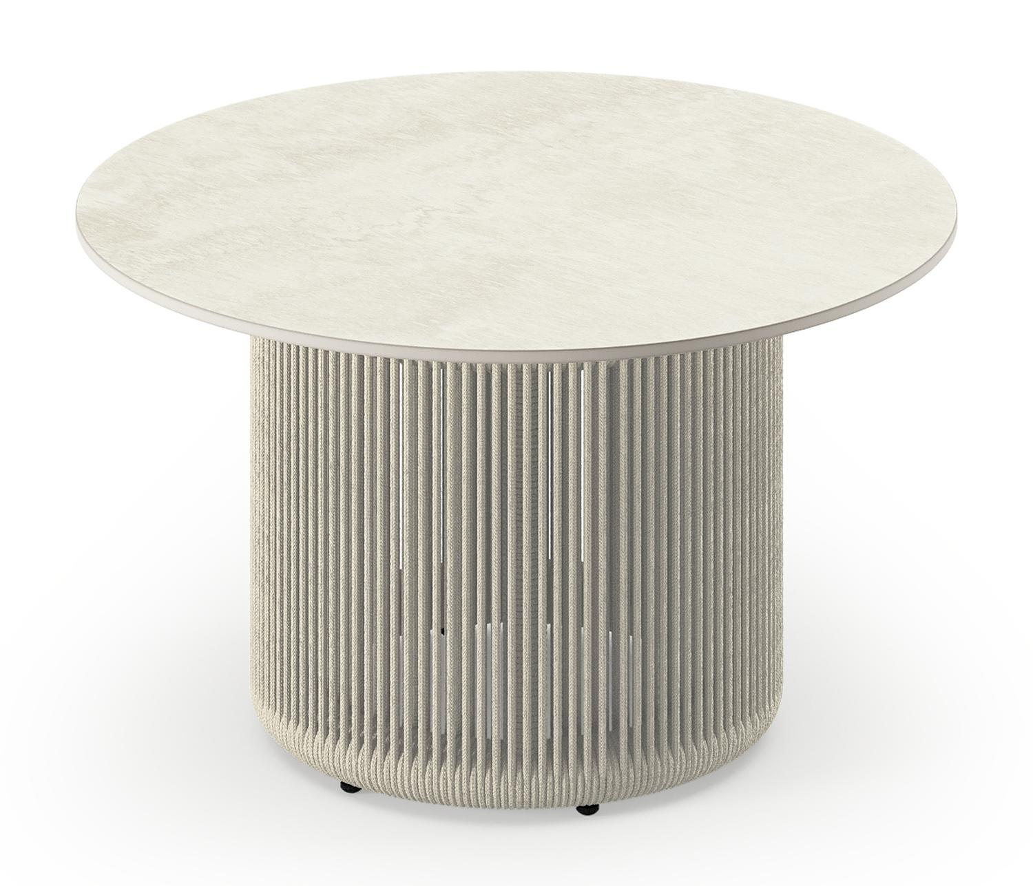 Table de basse Erla en aluminium beige et sintered stone beige - Diam. 60 x Haut. 35 cm