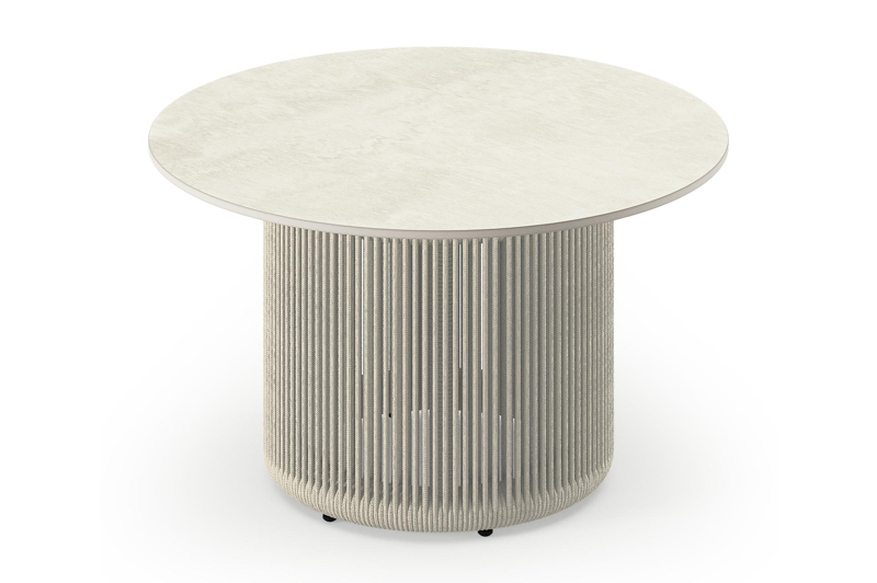 Erla loungetafel in beige aluminium en beige sintered stone - Dia. 60 x H 35 cm