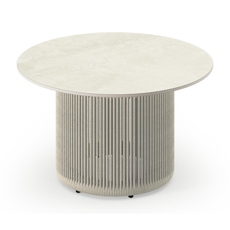 Erla loungetafel in beige aluminium en beige sintered stone - Dia. 60 x H 35 cm