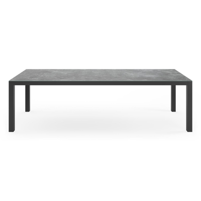 Varese tuinset in zwart aluminium en grijs keramisch glas tafelblad met 10 Rivo tuinstoelen