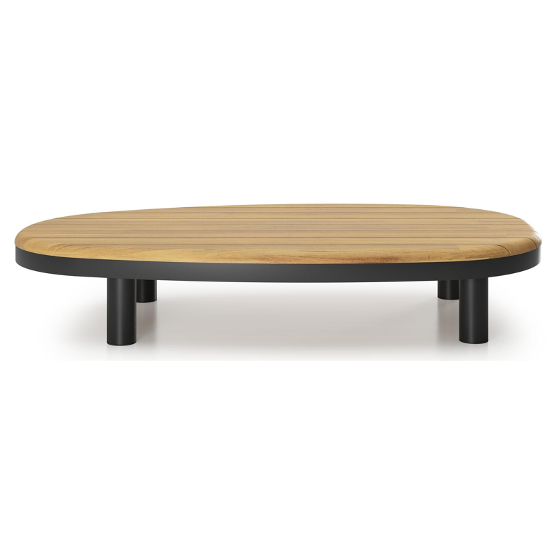 Donato loungetafel organisch in zwart aluminium en teak - L 151 x B 90 x H 25 cm