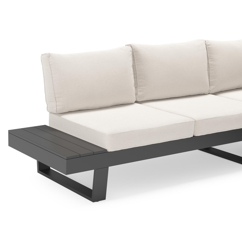 Alora loungehoek in zwart aluminium met beige weather+ softtouch kussens
