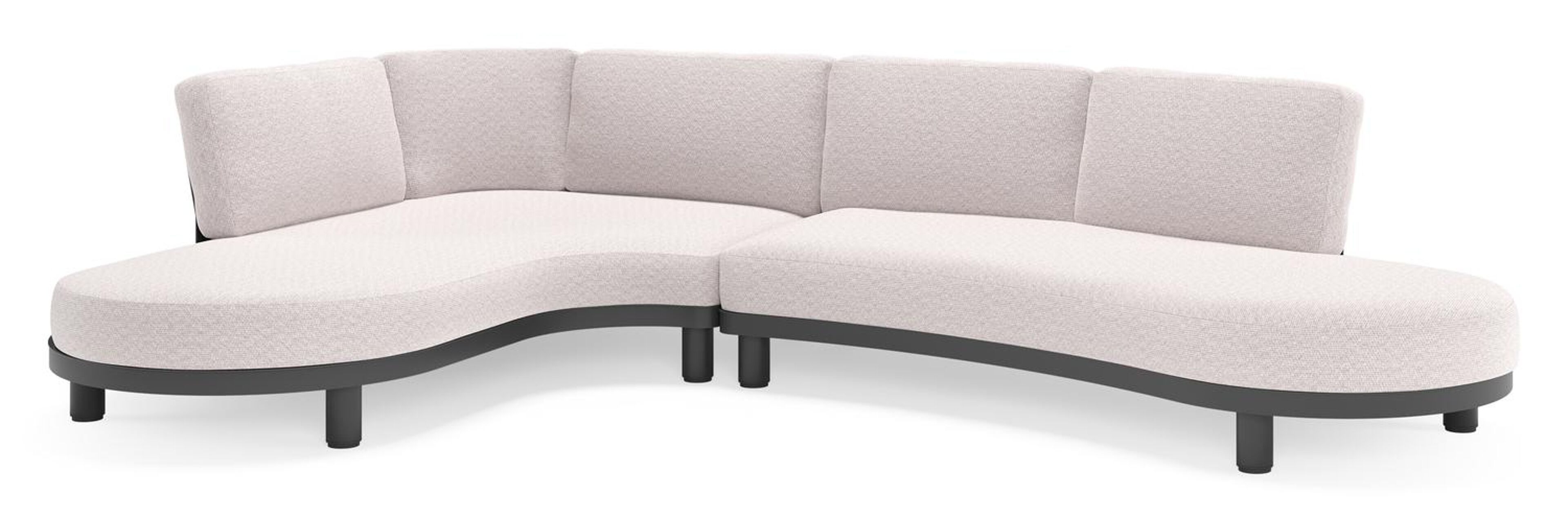 Donato loungehoek in zwart aluminium met all weather sunbrella® luxe Wander Gobi kussen