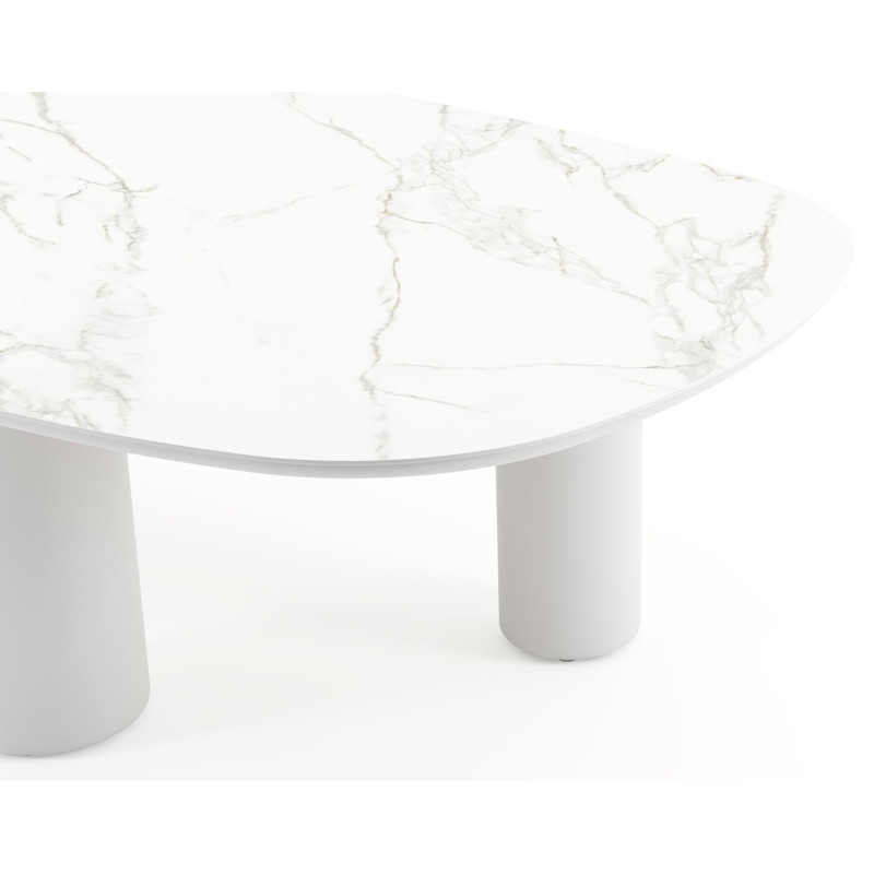 Amico tuintafel bombo xl in wit aluminium en volkeramiek Calacatta - L 270 x B 148 x H 74 cm