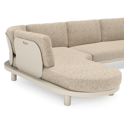 Donato loungehoek in beige aluminium met all weather cosytica Bora Jungle kussen