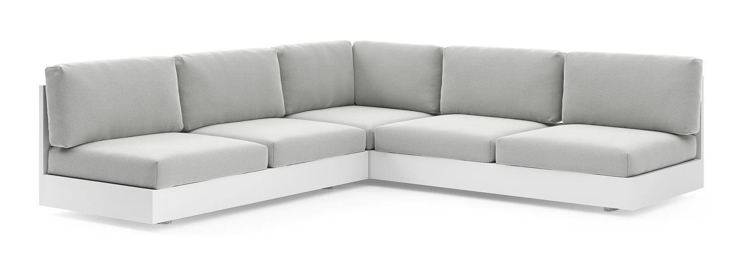 Como loungehoek in wit aluminium met natte grey chine all weather sunbrella® luxe kussen