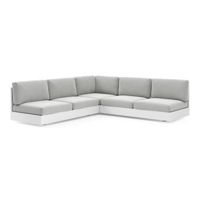 Como loungehoek in wit aluminium met natte grey chine all weather sunbrella® luxe kussen