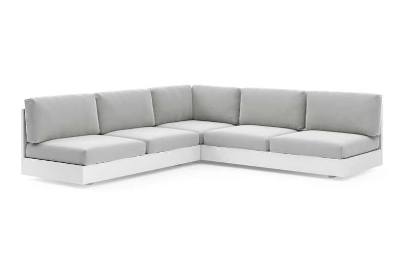 Como loungehoek in wit aluminium met natte grey chine all weather sunbrella® luxe kussen