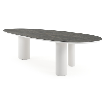 Amico tuintafel mango in wit aluminium en volkeramiek Black Obsession - L 320 x B 140 x H 73.5 cm